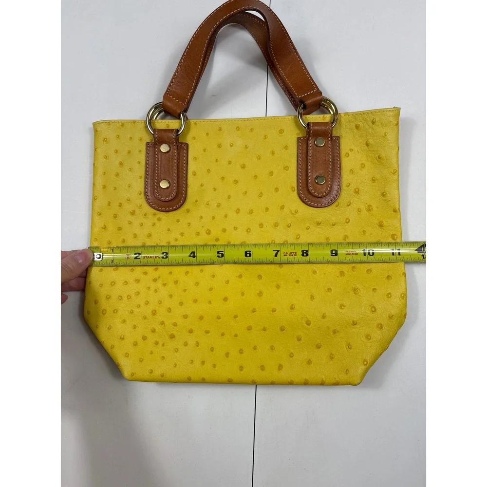 Maurizio Taiuti Yellow‎ Ostrich Embossed Leather Tote Bag Made in Italy Handbag